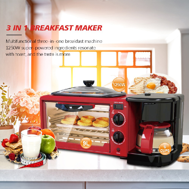 Raf 3 Ηλεκτρικός Φούρνος Καφετιέρα R.5308r 3 In 1 Breakfast Maker - Image 3