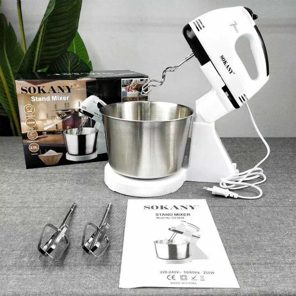 Sokany CX-6620 Μίξερ με Inox Κάδο 2lt Λευκό 250W