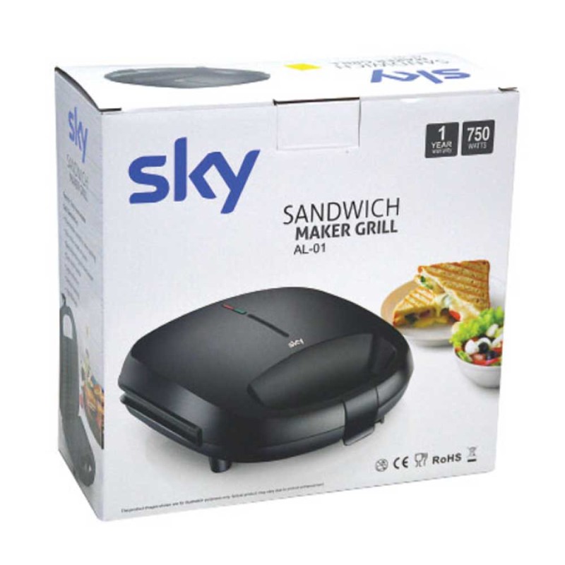 Τοστιέρα 750Watt με ανοξείδωτες αντικολλητικές πλάκες γκριλ 2 θέσεων - Black - Image 3