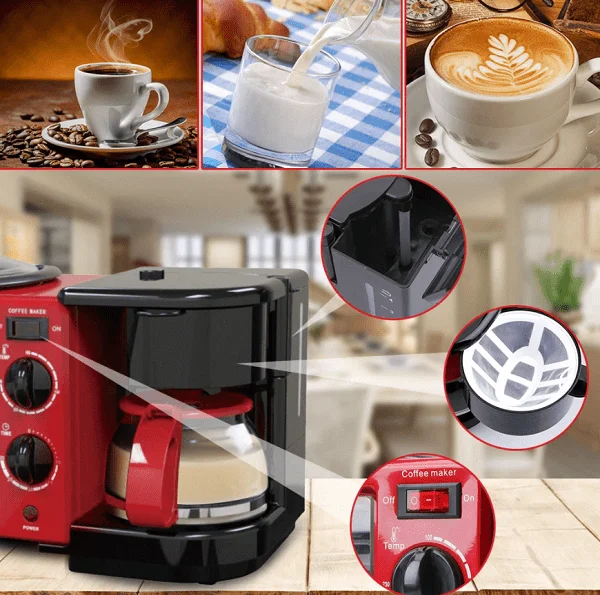 Raf 3 Ηλεκτρικός Φούρνος Καφετιέρα R.5308r 3 In 1 Breakfast Maker - Image 10