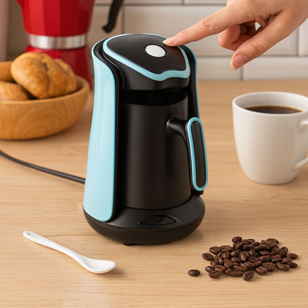 RAF Μηχανή Ελληνικού Καφέ 600W με Χωρητικότητα 300ml, Έξυπνο Αισθητήρα & Αντιθερμική Επένδυση για 1-3 Φλιτσάνια